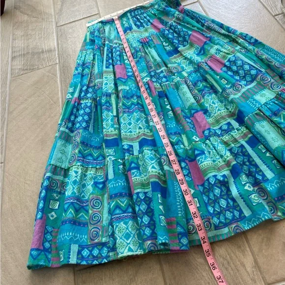 Vintage Two Piece Maxi Skirt Set with Top ResortWear Beach Dress Size Small v - Picture 6 of 12